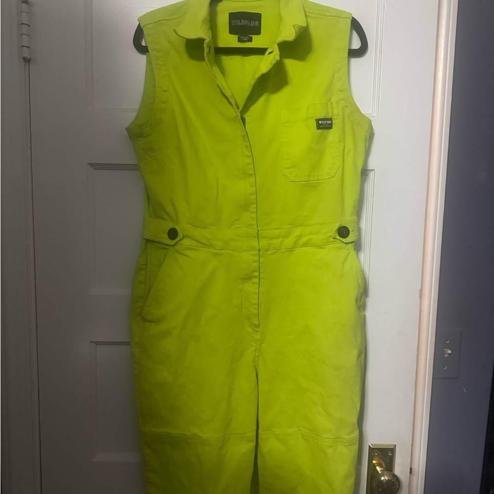 Wildfang Neon Green Sleeveless Jumpsuit - Picture 3 of 5